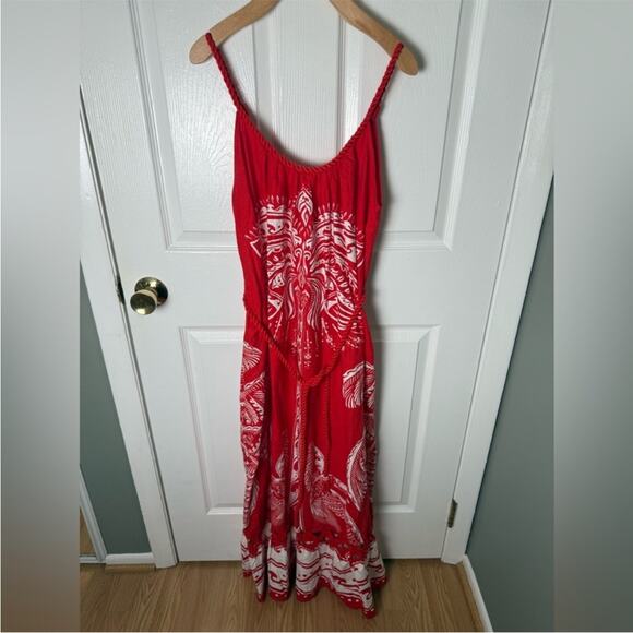 Farm Rio Red Majestic Coconut Tree Maxi Dress XS - Picture 2 of 9